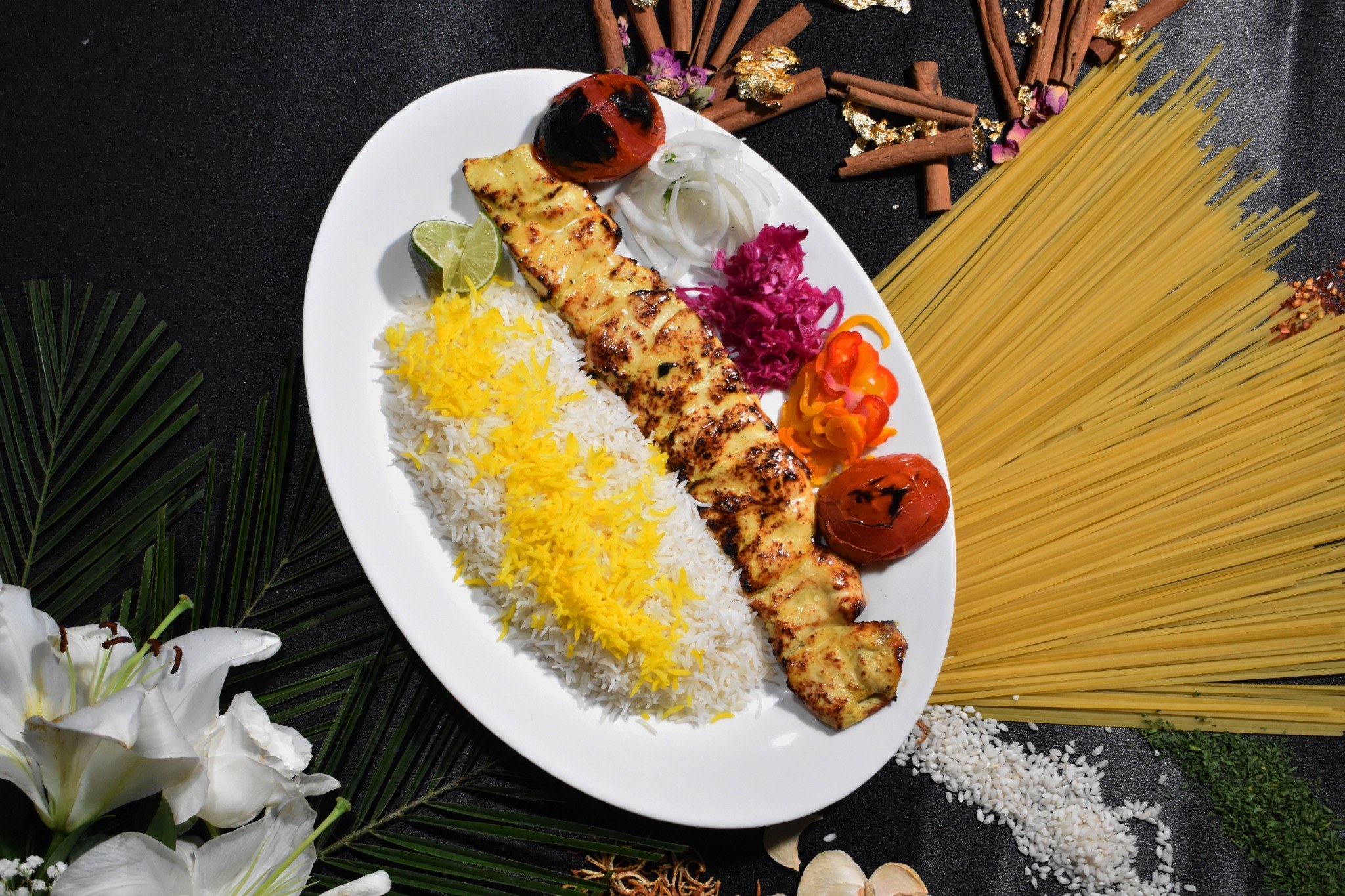 Joojeh kabob platter